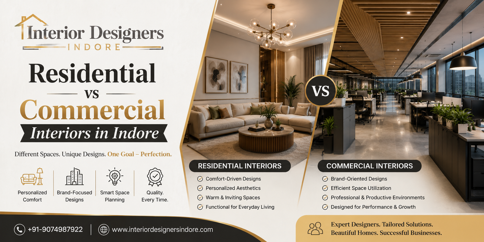 Residential vs Commercial Interiors in Indore